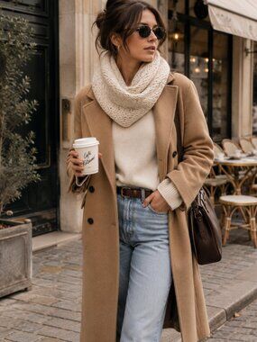 Calvin Klein Cream Infinity Scarf Minimalist Winter Neck Warmer Luxe Coastal